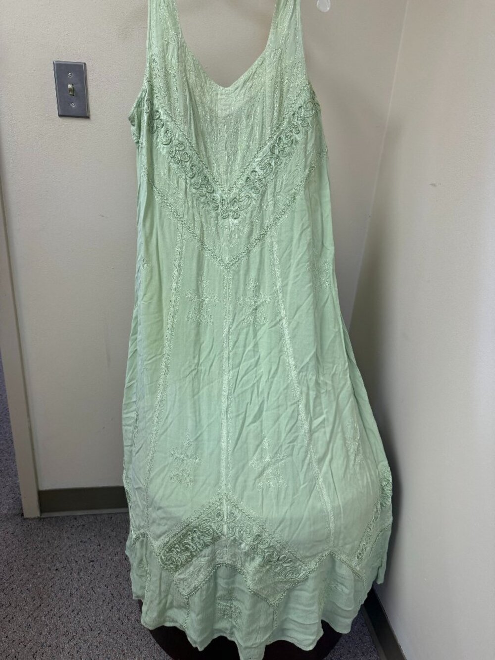 Holy Clothing Mint Green Embroidered Boho Maxi Dress - Size 2X